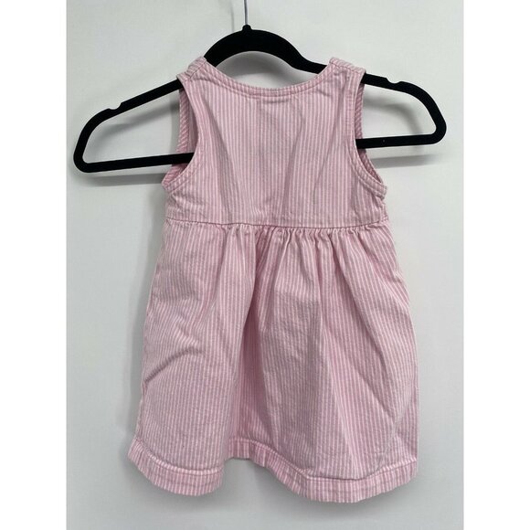 OSHKOSH B’GOSH SLEEVELESS OVERALL DRESS - GIRL SIZE 2T - PINK STRIPED - VINTAGE - Picture 3 of 4